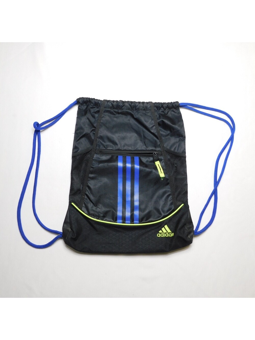 Adidas Alliance II Sackpack Drawstring Bag Black Blue Lime Gym Backpack Cinch